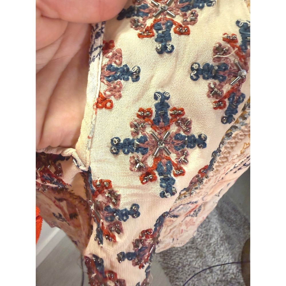 Anthropologie top Velvet G&S fully beaded embroidered peasant blouse tank MED - Picture 4 of 11